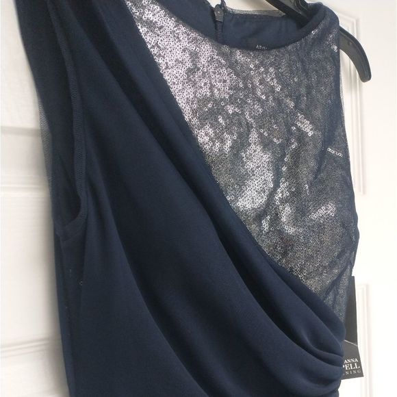 NWT Adrianna Papell Evening Navy Cocktail Dress, Size 4 - Picture 3 of 8